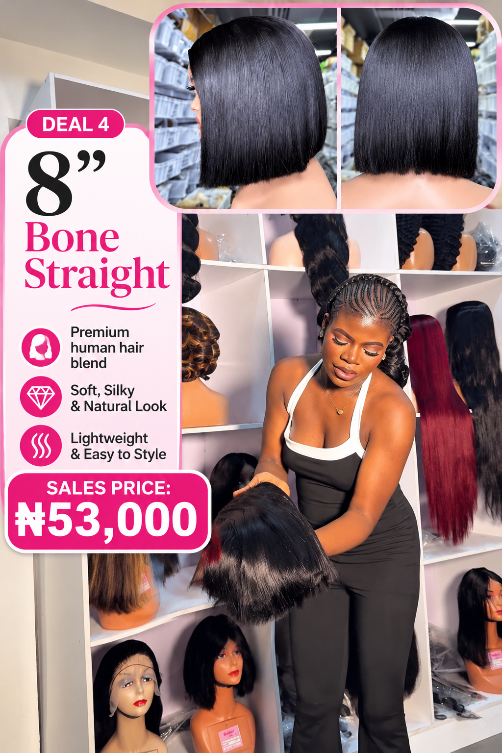 Deal 4
8" Bone straight
Human hair