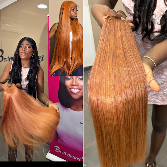 Deal B4
T-orange bonestraight 
Hair type; premium human hair blend
Length; 30"