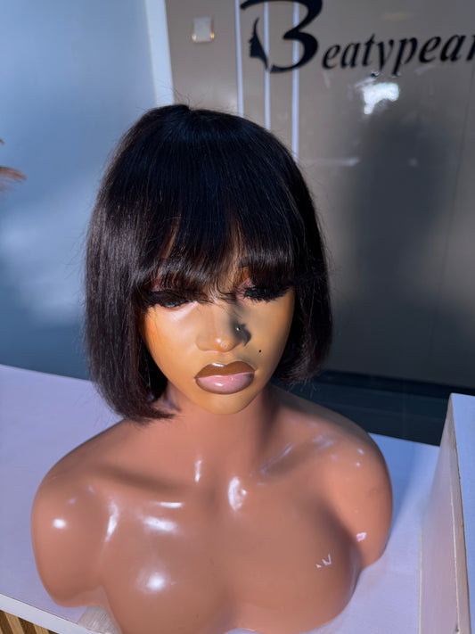 Deal B8
Fringe bob wig
Hair type; 100% human hair 
Length; 10”