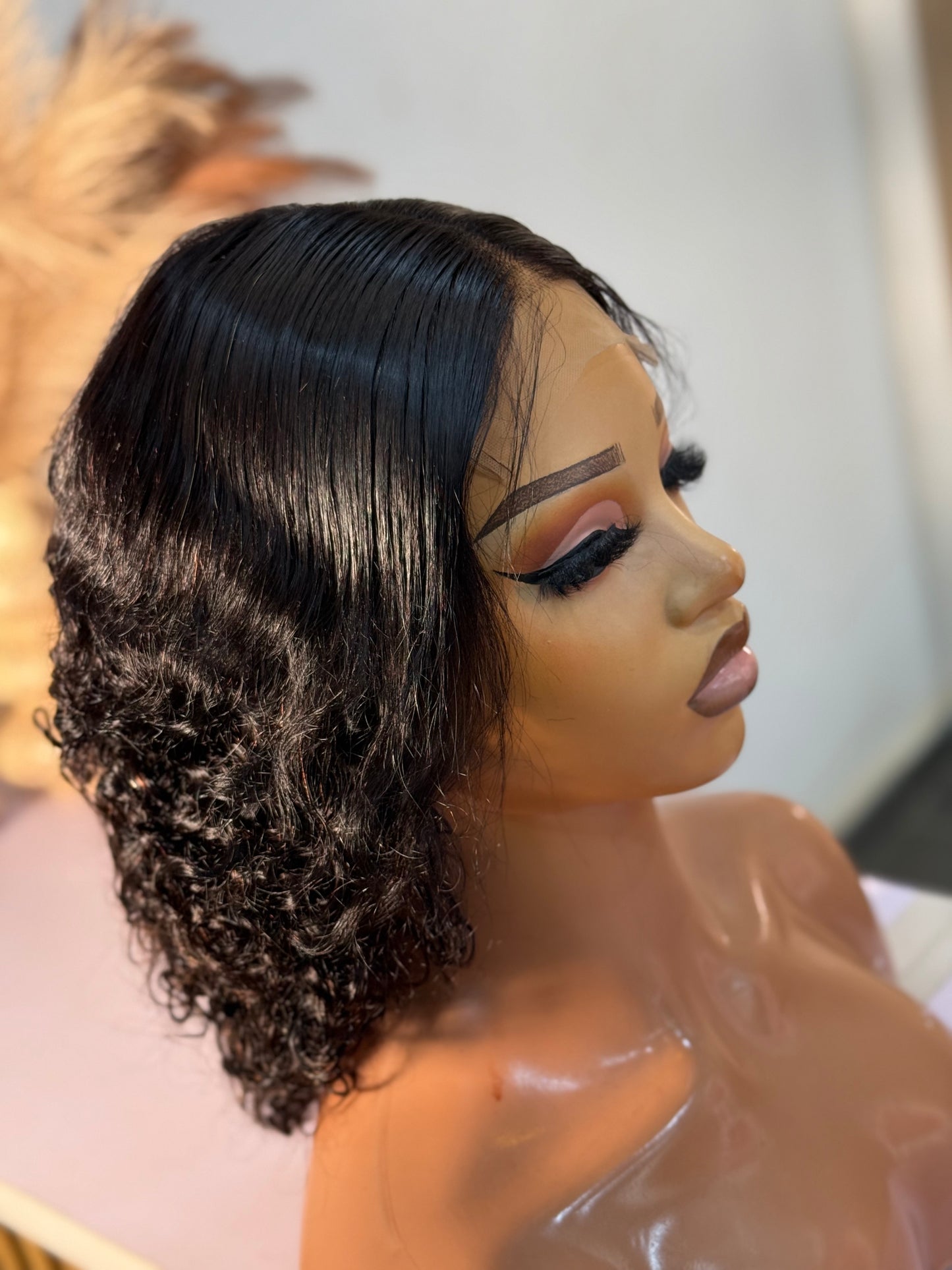 Deal B33                                     Half cast fumi curls 
Unit; luxury wig
Maintenance; leave in conditioner, water, and wide mouthed brush
Length: 14"