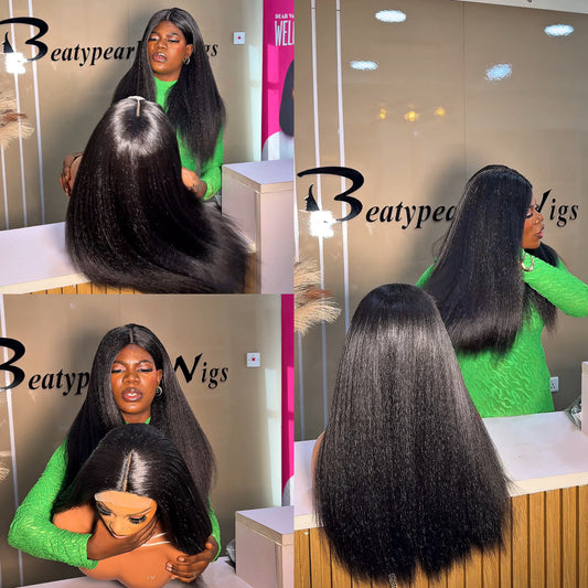 Deal B35
Straight yaki wig
Unit; hair blend
Length: 18"