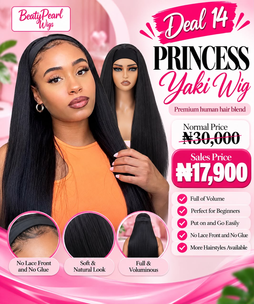 Deal 14
Princess yaki wig
Premium human hair blend